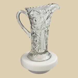 Cambridge Snowflake & Sunburst Clear Crystal Pitcher EVC No Chips EAPG